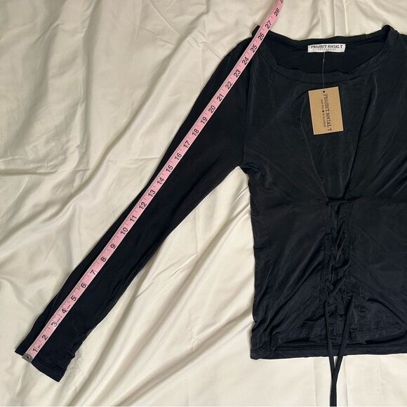Project Social T Black Rio Long Sleeve Ruched Corset Top (Style #454651) Sm NWT - Picture 9 of 9